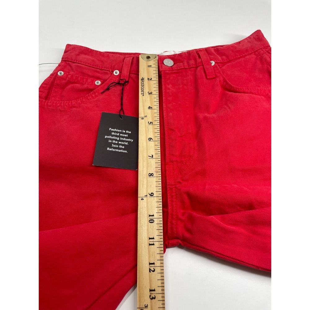Reformation Pants Womens 26 Red Wide Leg New Cropped Cherry - Picture 9 of 12